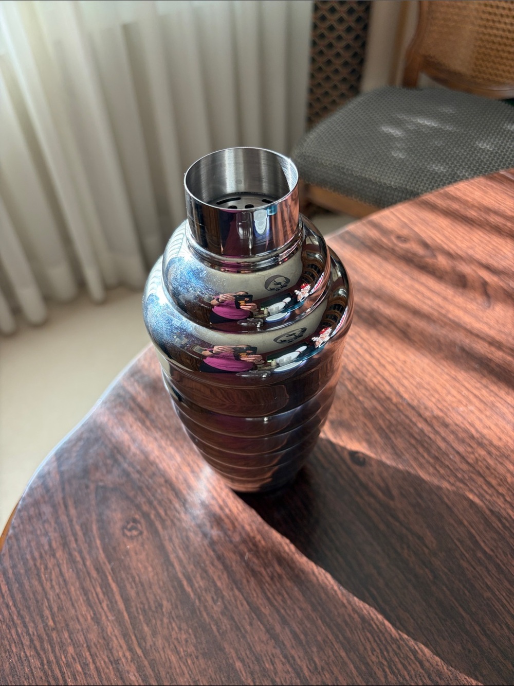 Crate&Barrel Beehive Stainless Steel Silver Cocktail Shaker